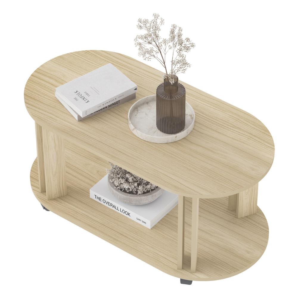 Mesa de Centro Oval 91cm com Rodízios Multimóveis CR45310 Naturale