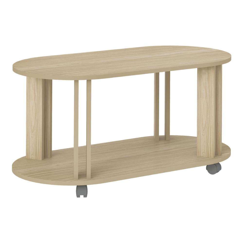 Mesa de Centro Oval 91cm com Rodízios Multimóveis CR45310 Naturale