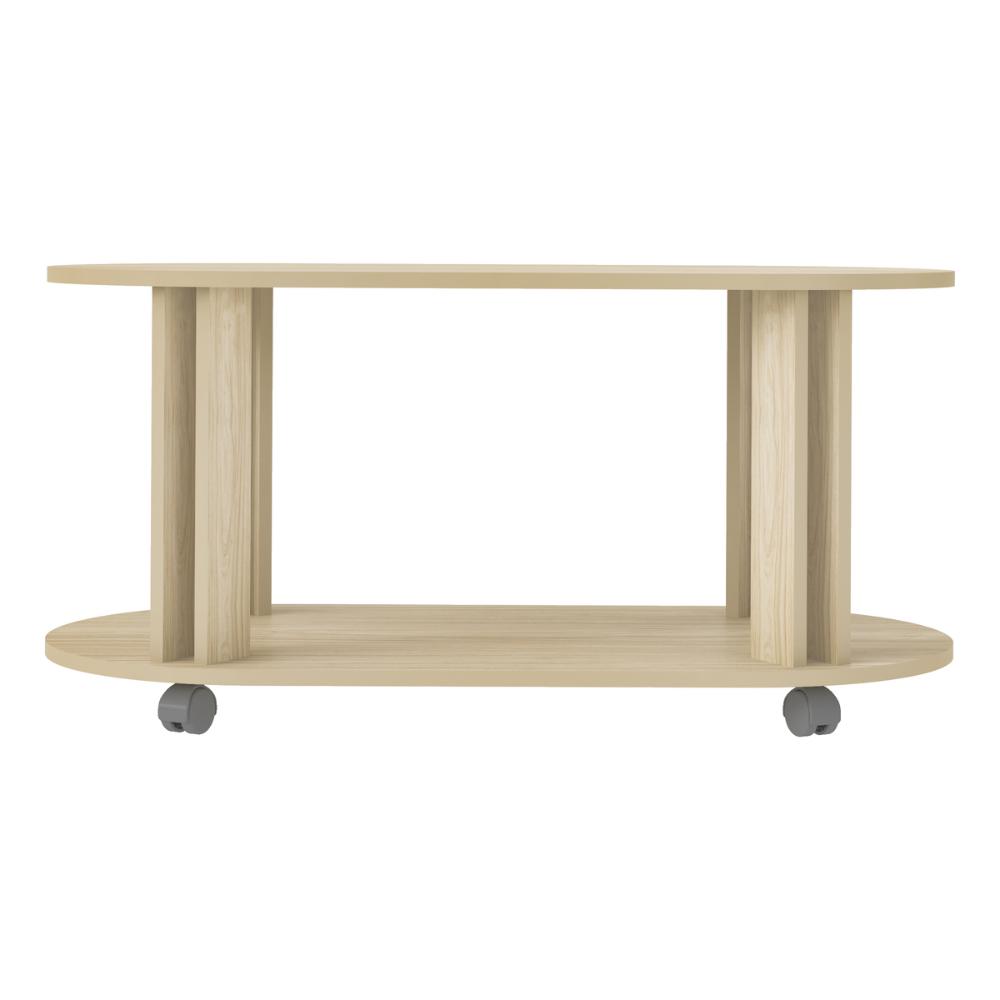 Mesa de Centro Oval 91cm com Rodízios Multimóveis CR45310 Naturale