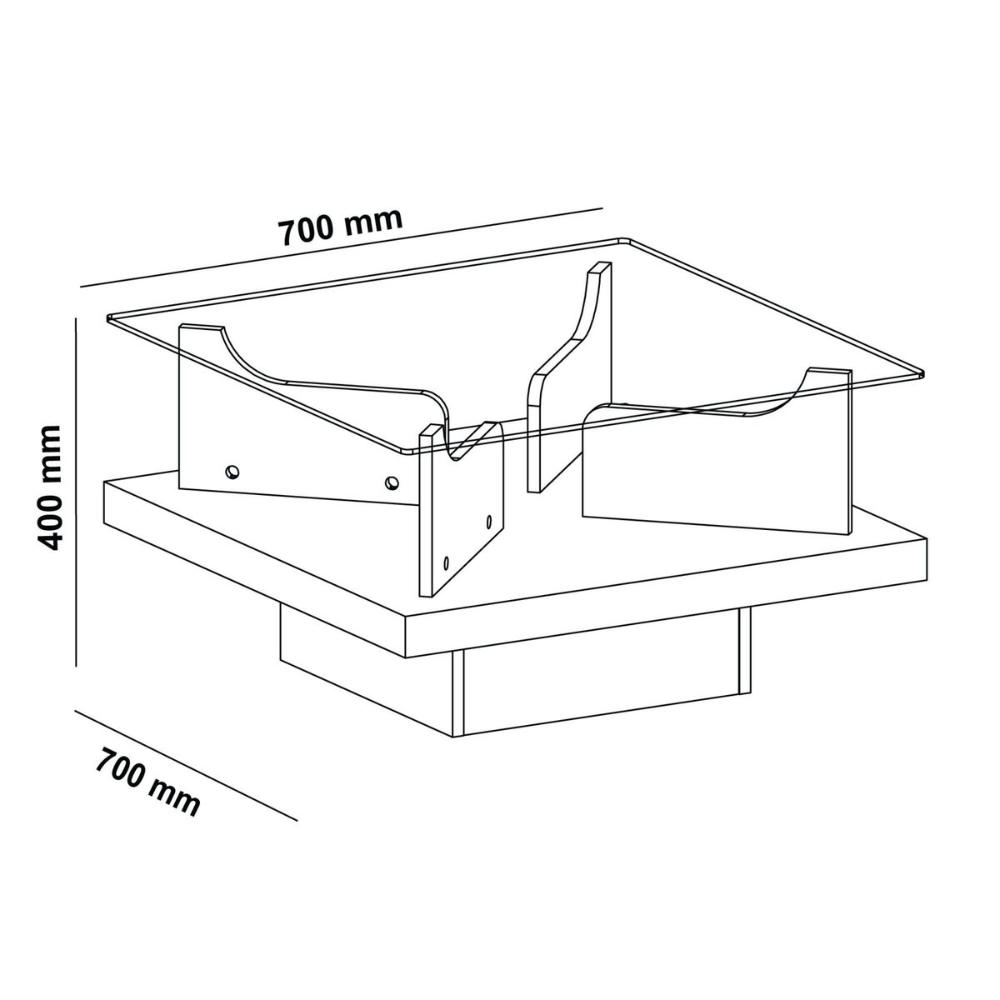 Mesa de Centro Quadrada 70cm com Vidro Multimóveis CR45305 Off White