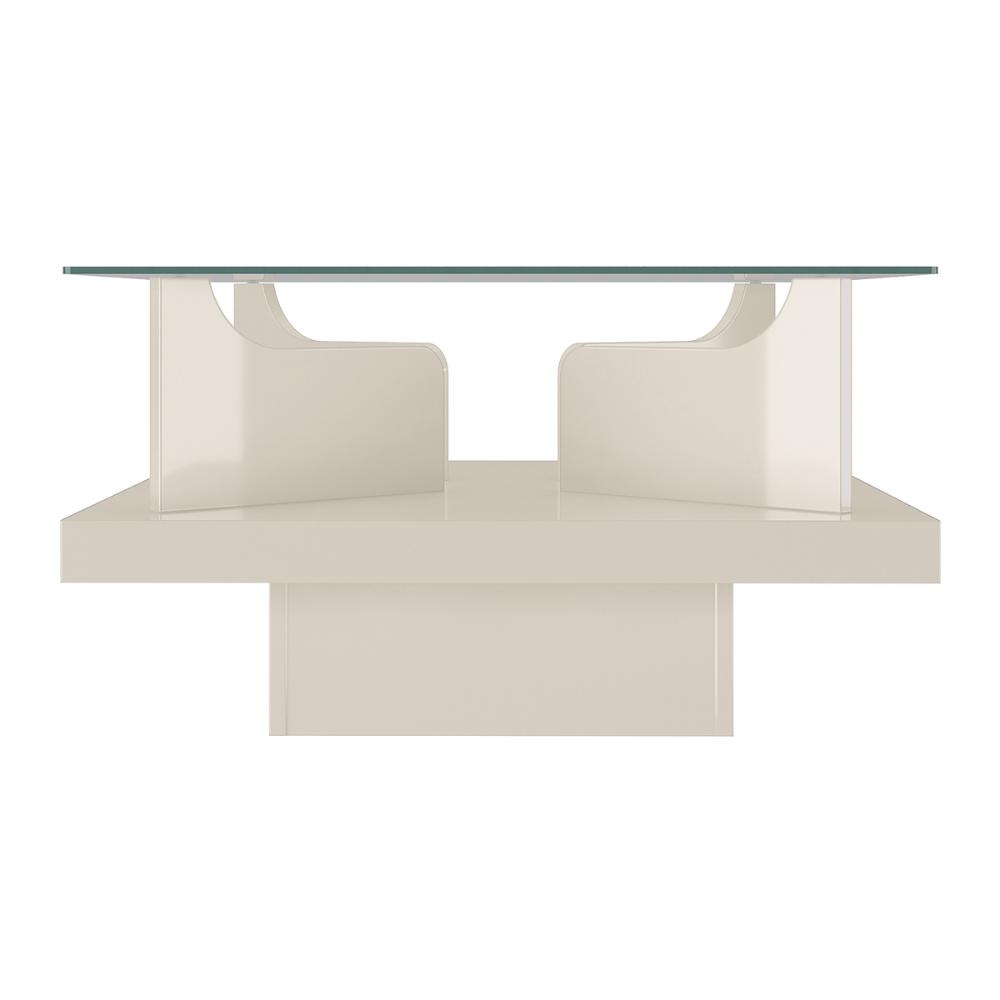 Mesa de Centro Quadrada 70cm com Vidro Multimóveis CR45305 Off White
