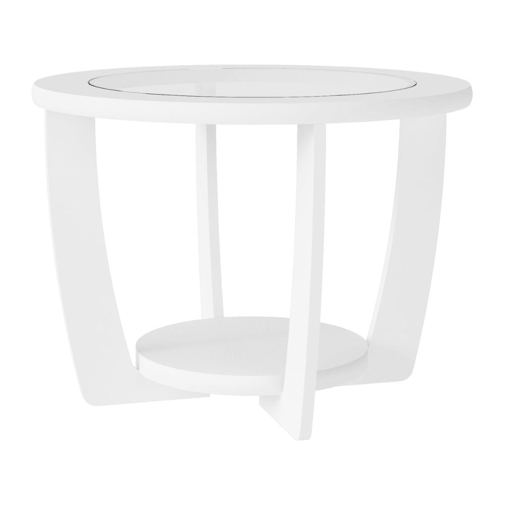 Mesa de Centro Redonda 60cm com Vidro Multimóveis CR45306 Branco