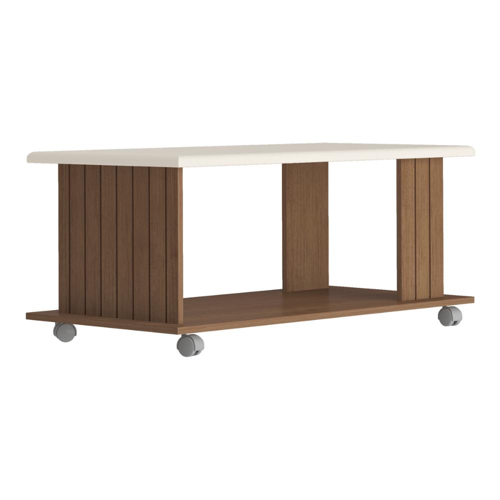 Mesa de Centro Retangular 100cm com Rodízios Multimóveis CR45309 Cinamomo/Off White