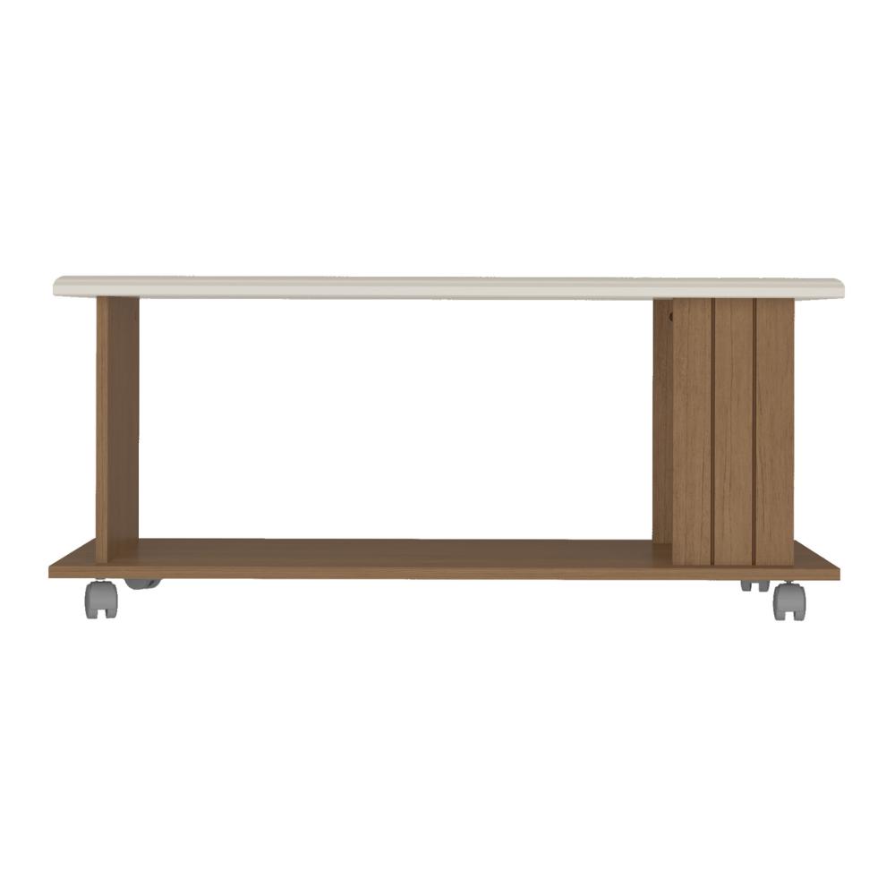 Mesa de Centro Retangular 100cm com Rodízios Multimóveis CR45309 Cinamomo/Off White