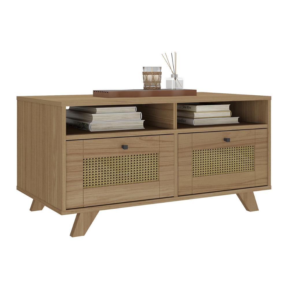 Mesa de Centro Retangular 2 Gavetas 91cm Retrô Multimóveis CR45313 Carvalho