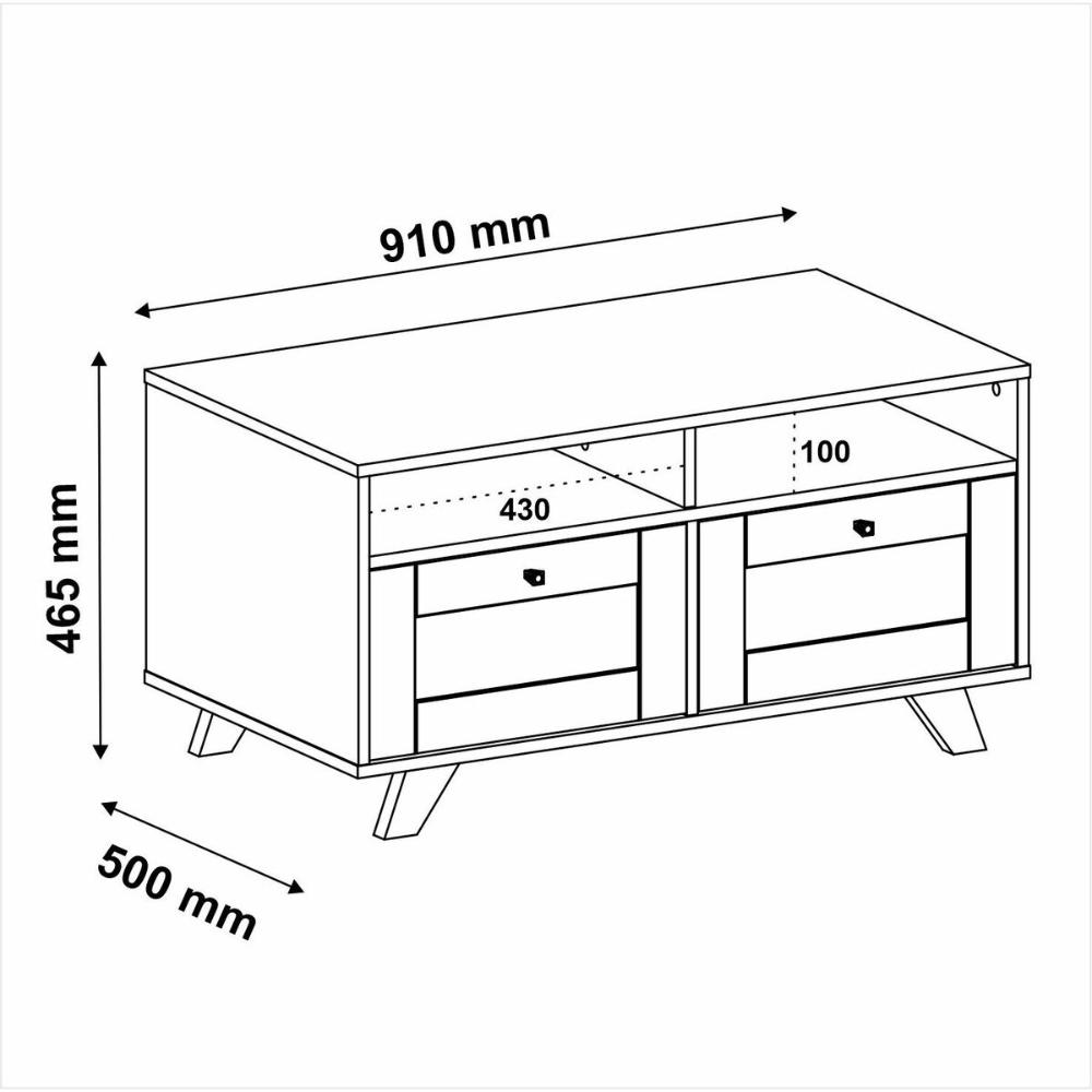 Mesa de Centro Retangular 2 Gavetas 91cm Retrô Multimóveis CR45313 Cinamomo/Off White