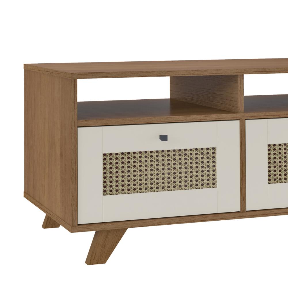 Mesa de Centro Retangular 2 Gavetas 91cm Retrô Multimóveis CR45313 Cinamomo/Off White