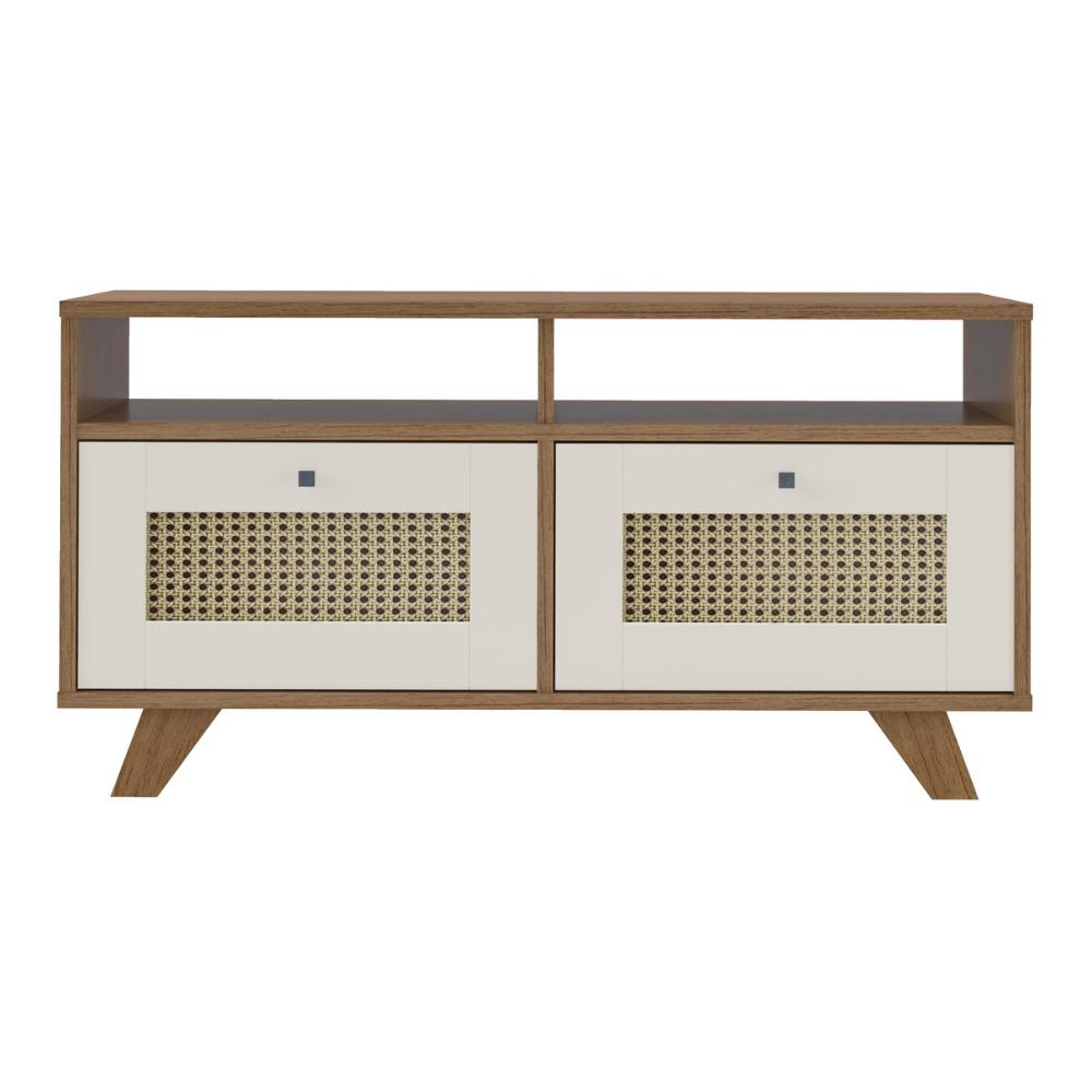 Mesa de Centro Retangular 2 Gavetas 91cm Retrô Multimóveis CR45313 Cinamomo/Off White