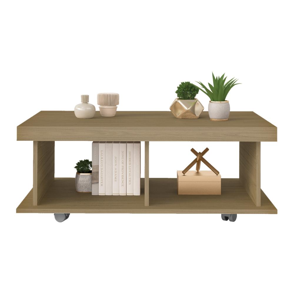 Mesa de Centro Retangular 90cm com Rodízios Multimóveis CR45307 Carvalho
