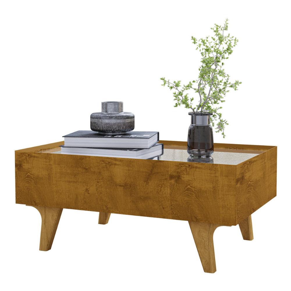 Mesa de Centro com Espelho 1 Gaveta e Pés 75cm Multimóveis CR45280 Naturalle