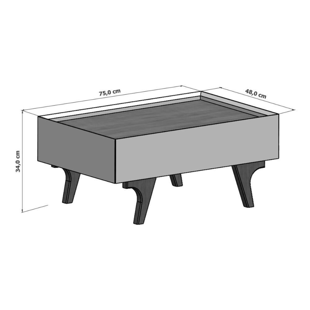 Mesa de Centro com Espelho 1 Gaveta e Pés 75cm Multimóveis CR45280 Naturalle
