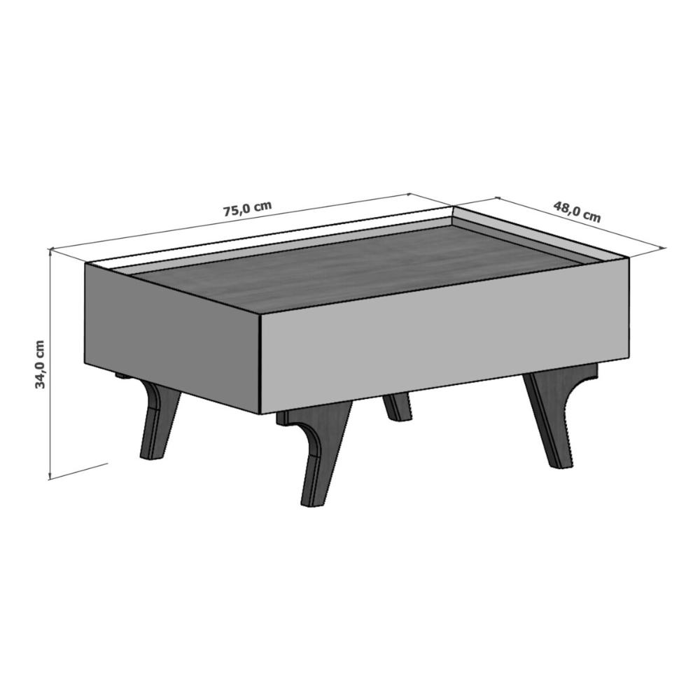 Mesa de Centro com Espelho 1 Gaveta e Pés 75cm Multimóveis CR45280 Off White