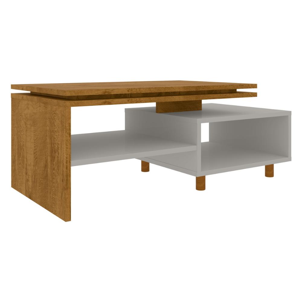 Mesa de Centro com Nichos e Pés 90cm Multimóveis CR45279 Naturalle/Off White