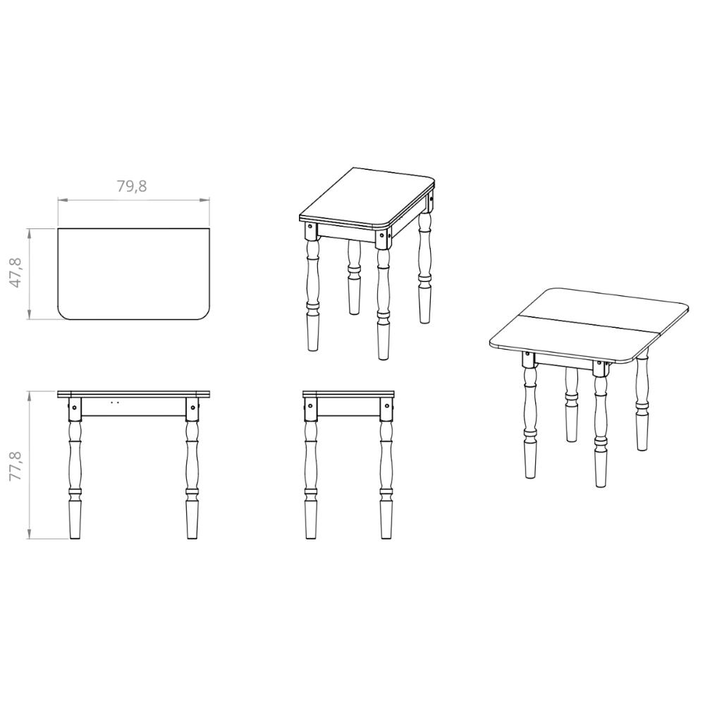 Mesa de Jantar Dobrável 79,8cm Multimóveis CR50112 Mel