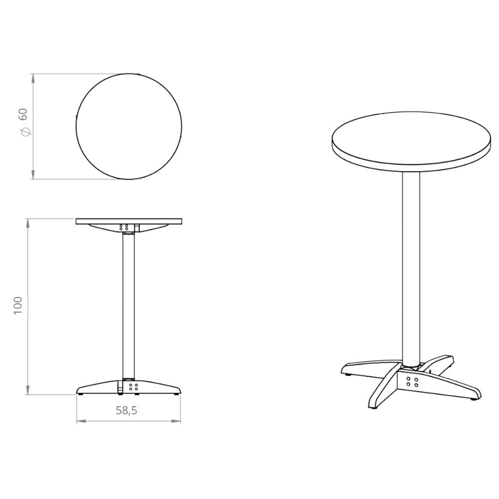 Mesa de Jantar/Bar Alta Redonda 60cm Multimóveis CR50113 Castanho