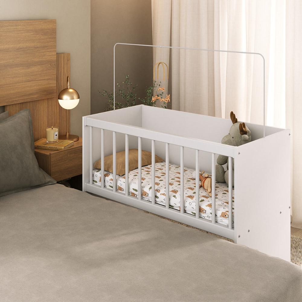 Mini Berço Moisés com Colchão Incluso e Rodízios Multimóveis MP4381C Branco