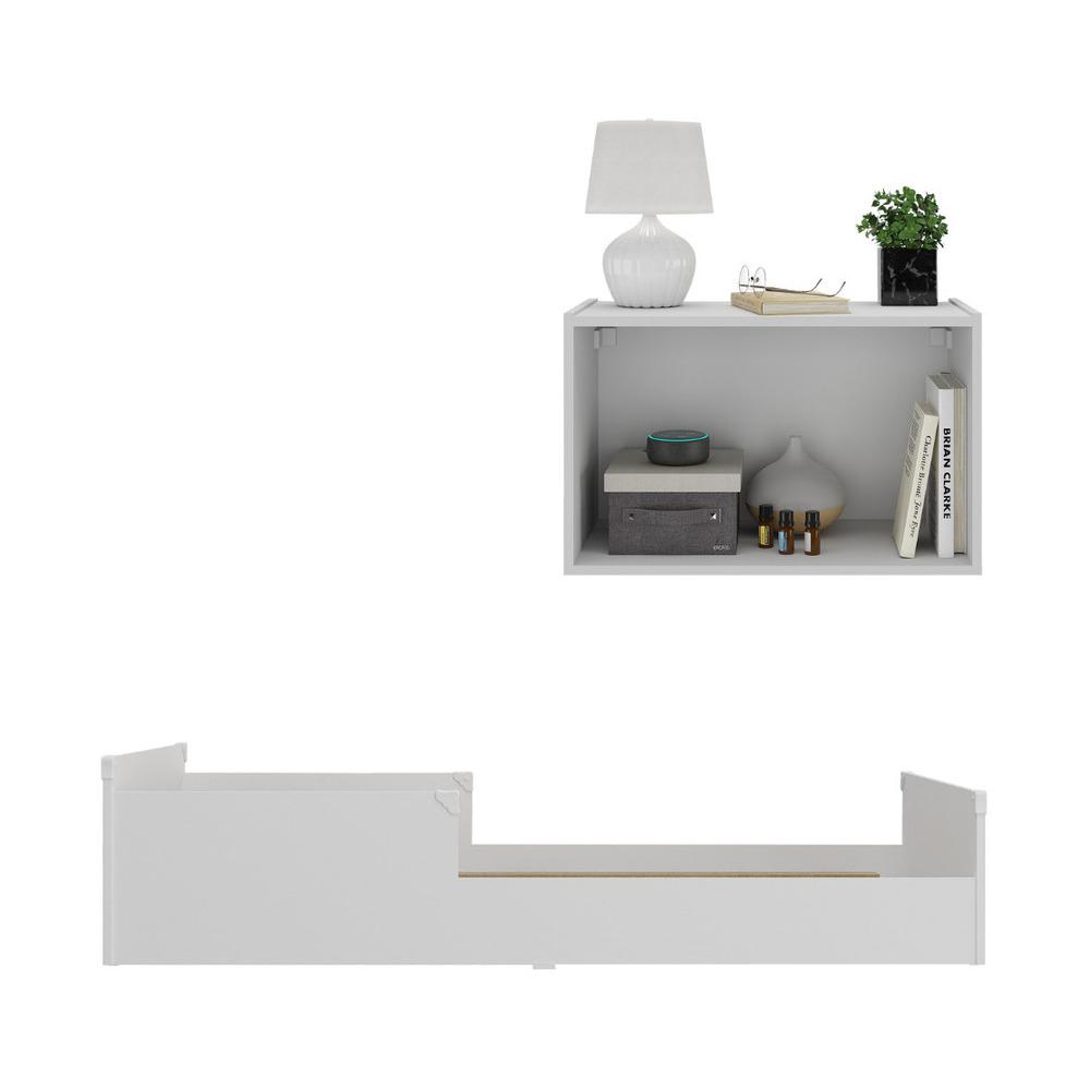 Minicama Infantil Montessoriana com Colchão e Mesa de Cabeceira 2 Portas Multimóveis MP4206 Branca