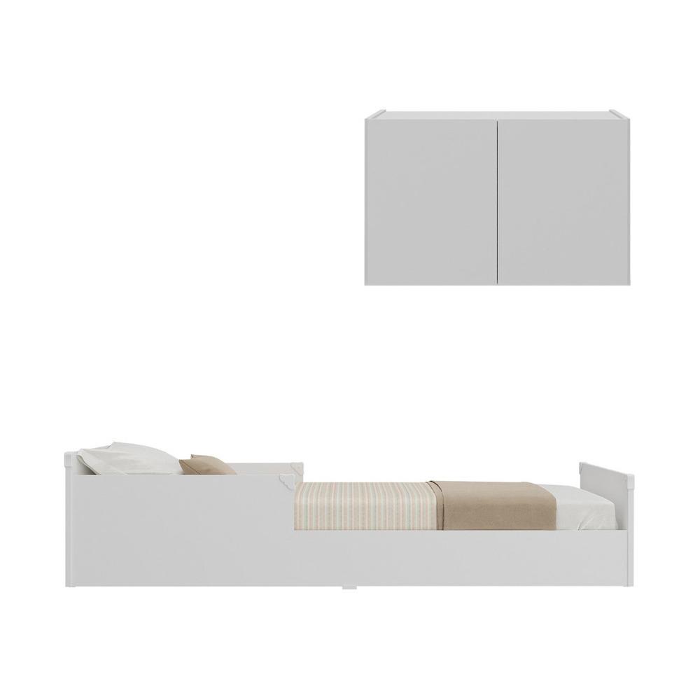 Minicama Infantil Montessoriana com Colchão e Mesa de Cabeceira 2 Portas Multimóveis MP4206 Branca