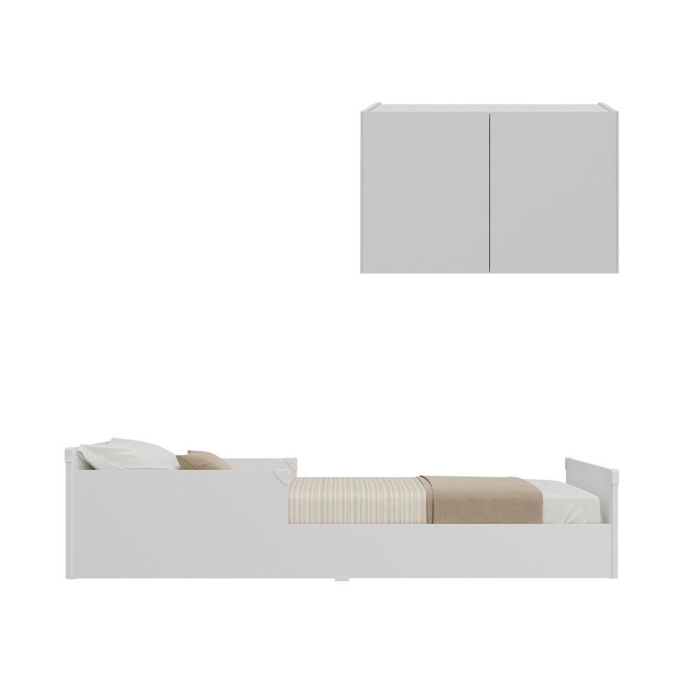 Minicama Infantil Montessoriana e Mesa Cabeceira 2 Portas Multimóveis MP4205 Branca