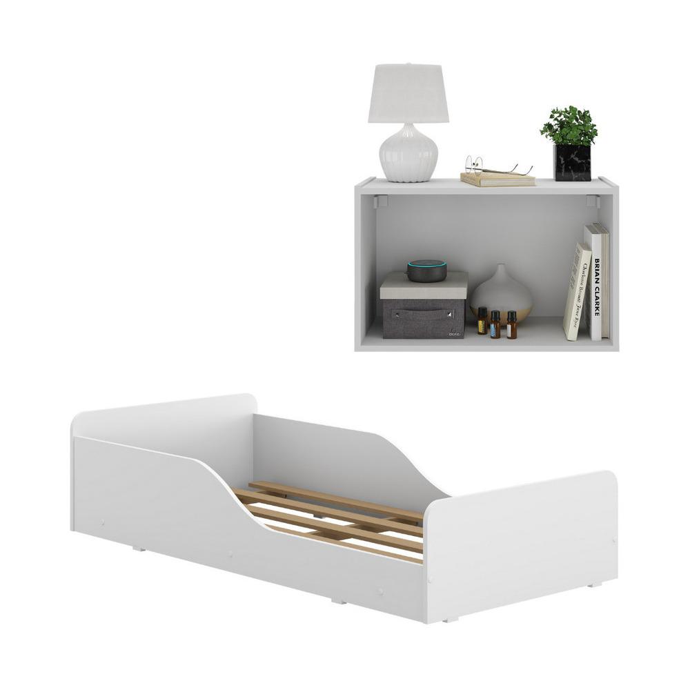 Minicama Montessoriana para Colchão 70 x 150cm com Mesa de Cabeceira Multimóveis MP4172 Branca
