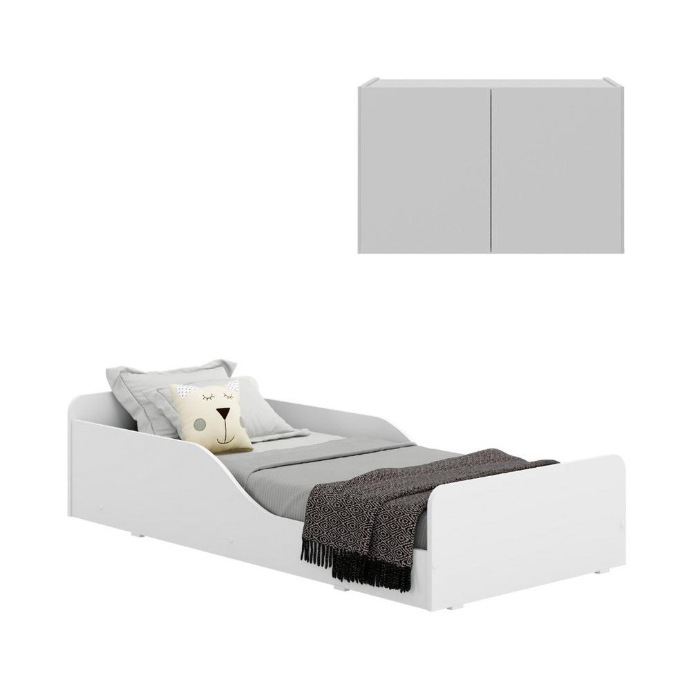 Minicama Montessoriana para Colchão 70 x 150cm com Mesa de Cabeceira Multimóveis MP4172 Branca