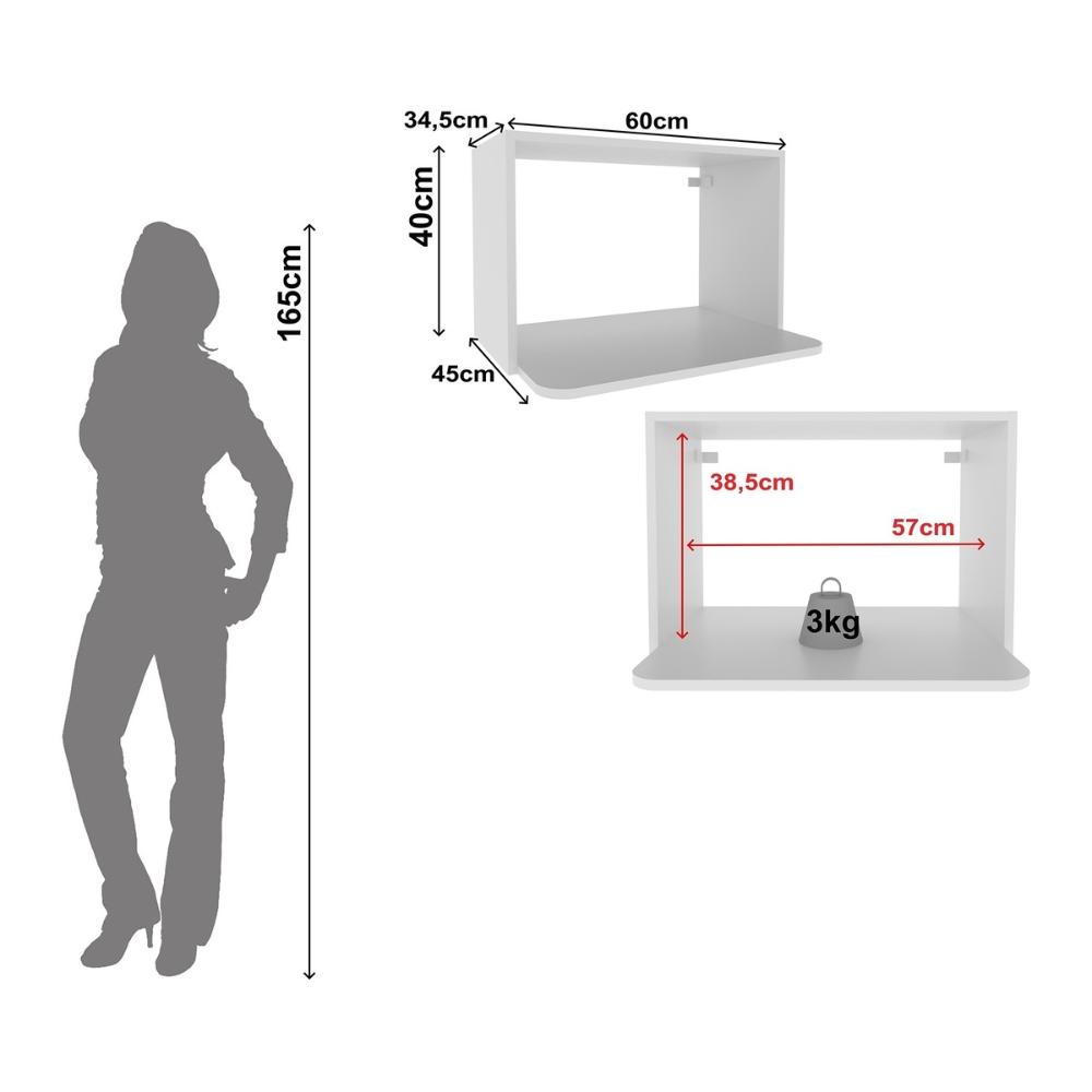 Nicho Aéreo de Cozinha em MDF para Micro-ondas 60cm Multimóveis CR20435 Branco