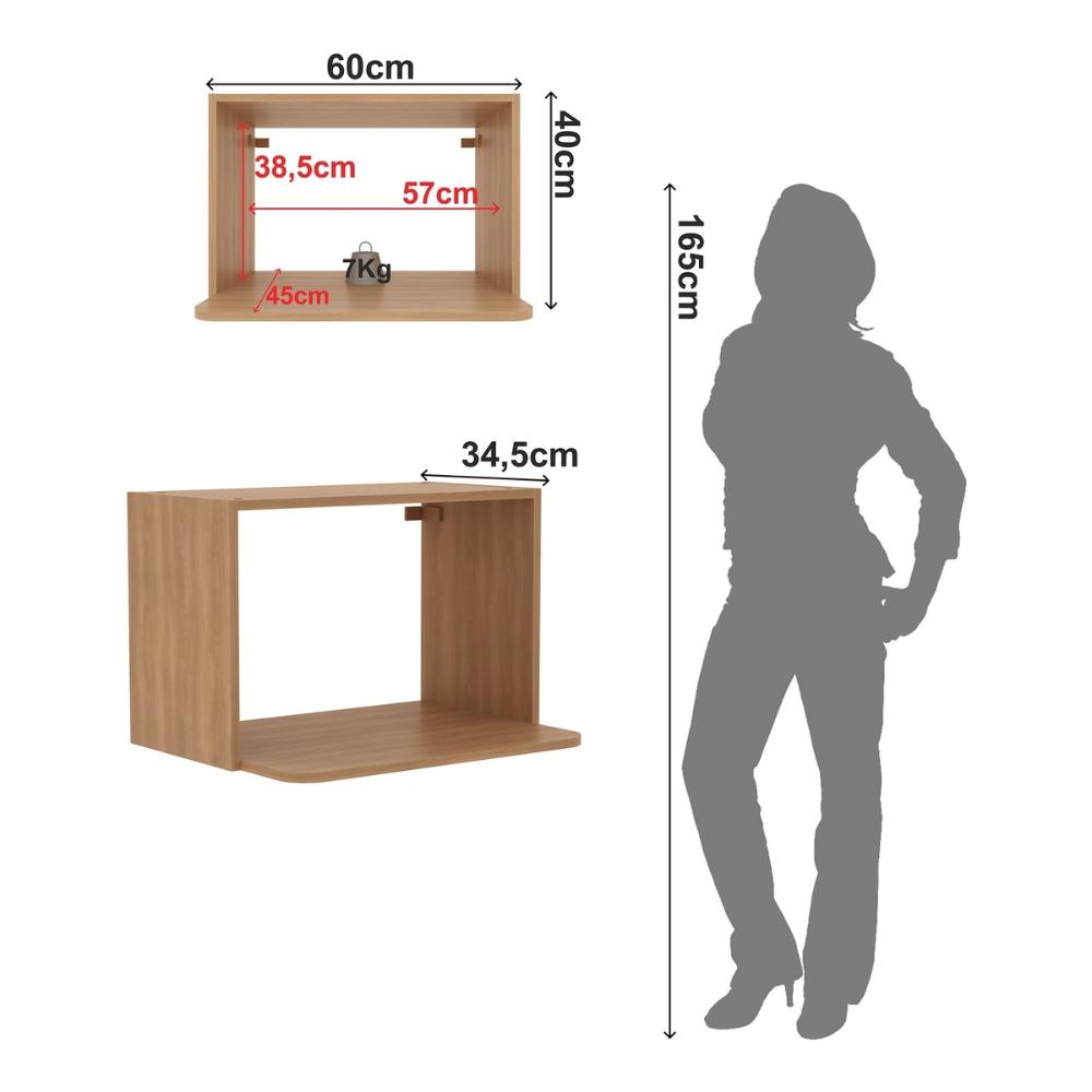 Nicho de Cozinha Aéreo para Micro-ondas 60cm Multimóveis CR20412 Freijó
