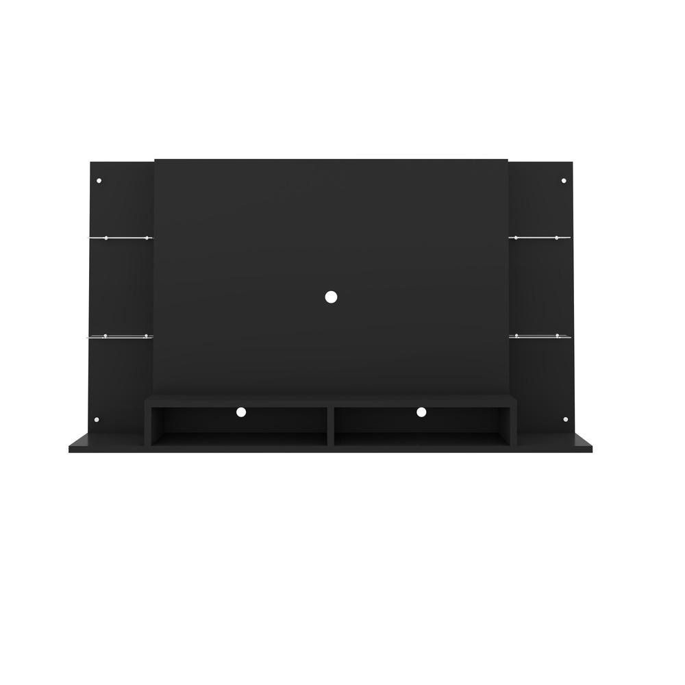 Painel TV 60" c/ Suporte e Prateleiras de Vidro Nairóbi Multimóveis Preto