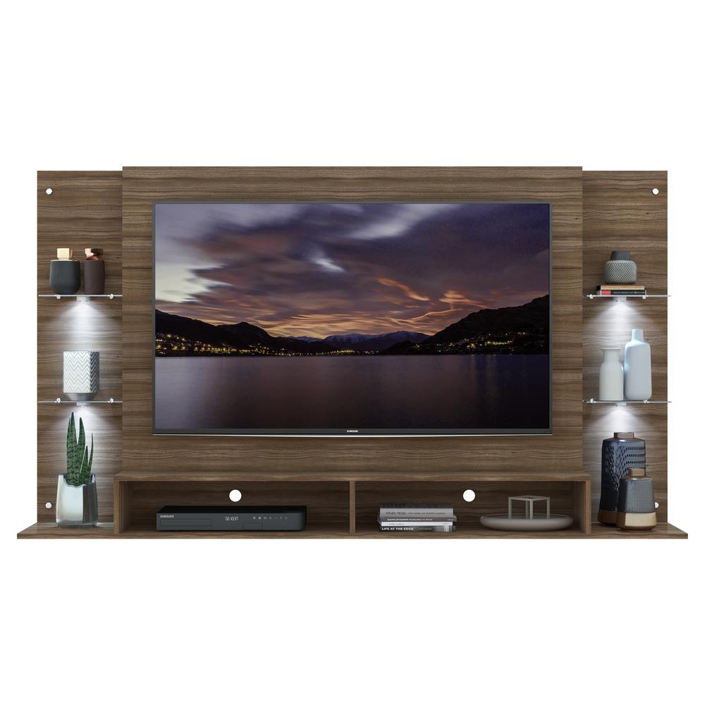 Painel TV 60" com 4 Leds e Prateleiras de Vidro Vegas Multimóveis Madeirado