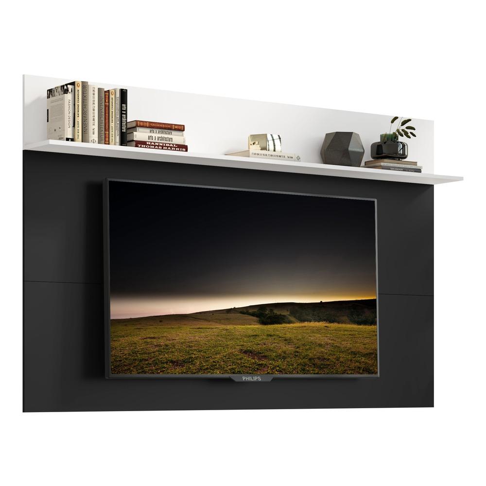 Painel TV 65" c/ Prateleira Amsterdã Plus Multimóveis Preto/Branco