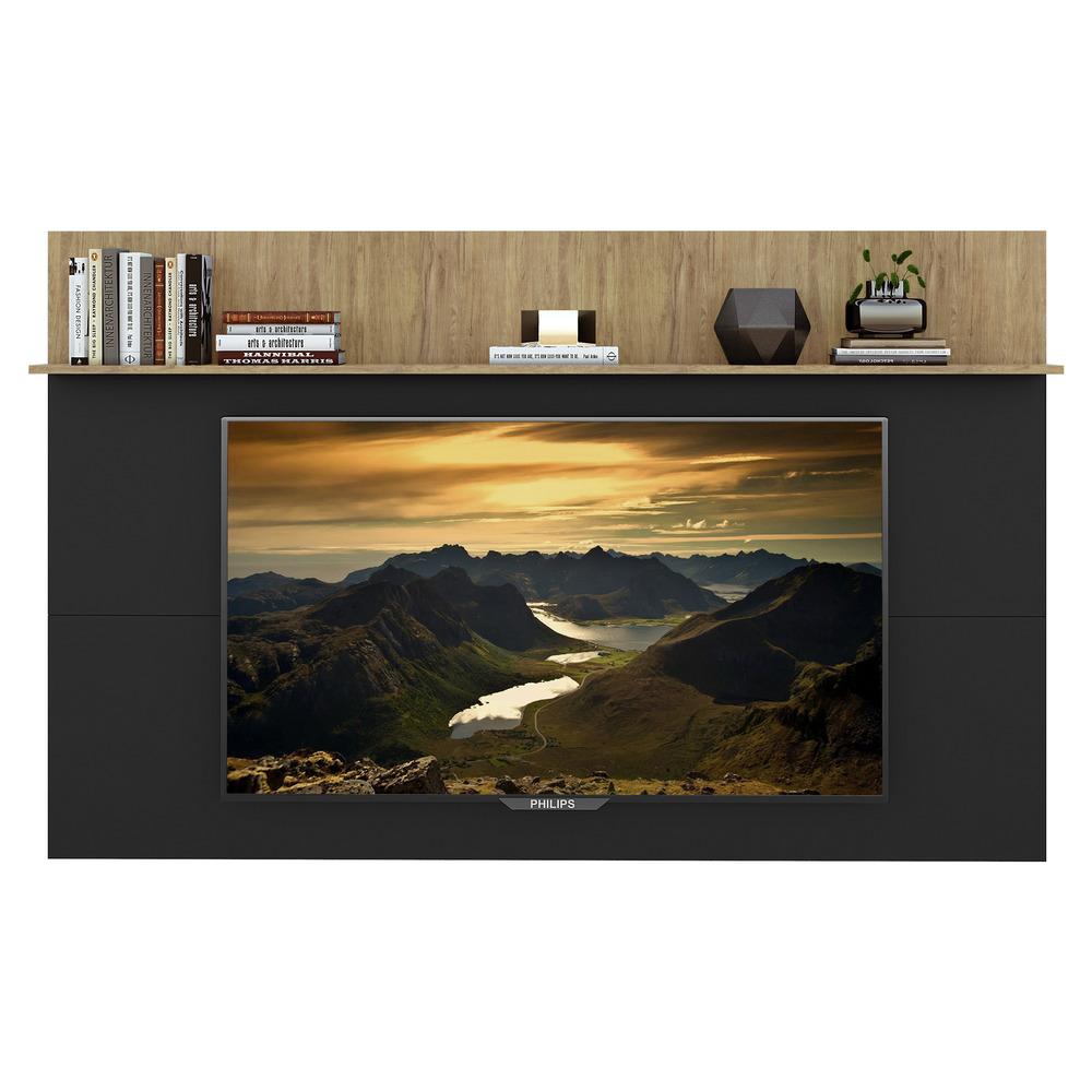 Painel TV 65" c/ Prateleira Amsterdã Plus Multimóveis Preto/Rustic