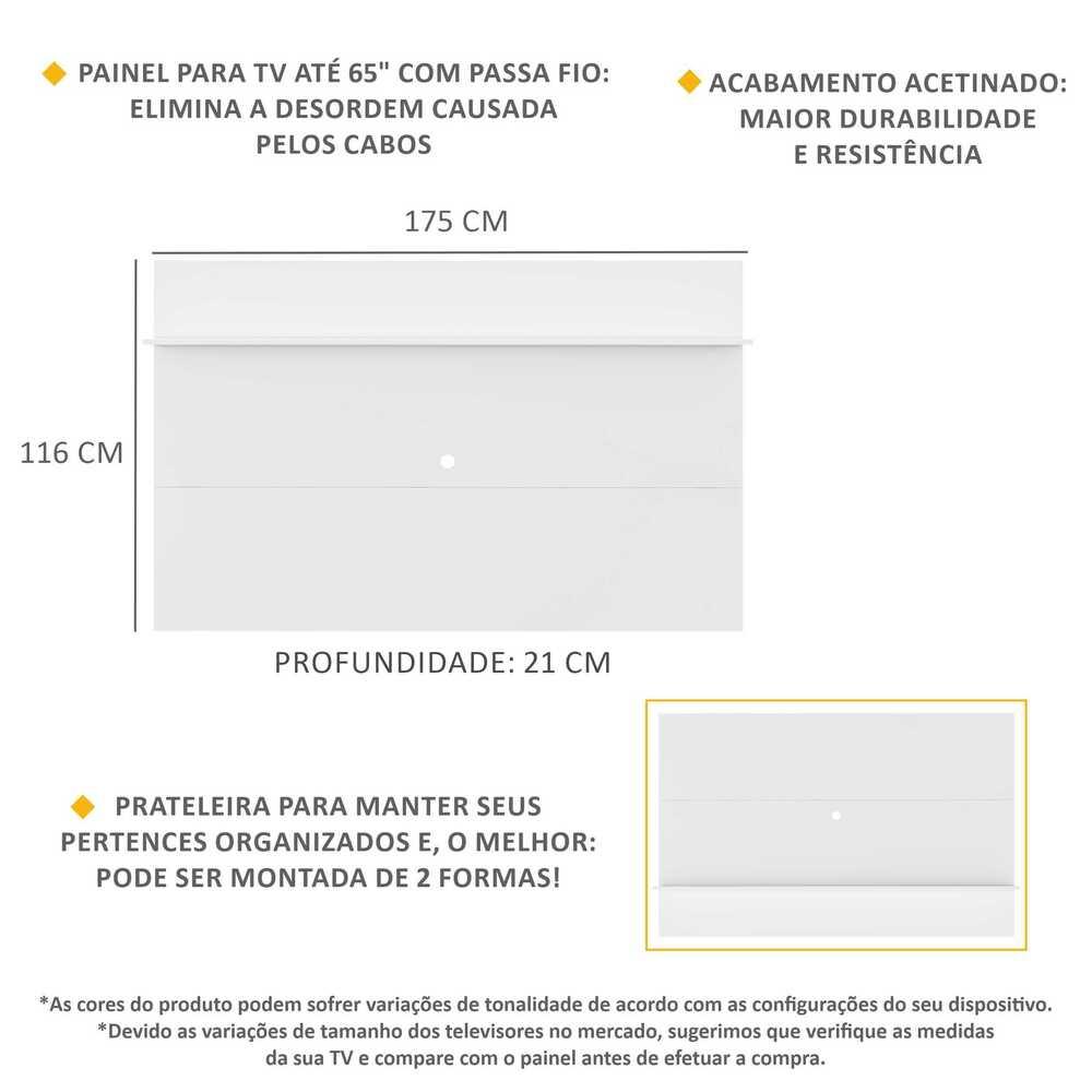 Painel TV 65" com Prateleira Amsterdã Plus Multimóveis Branco