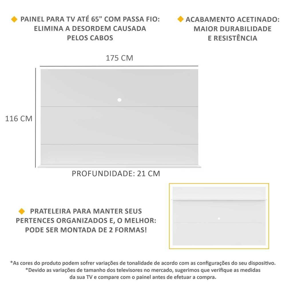 Painel TV 65" com Prateleira Amsterdã Up Multimóveis Branco