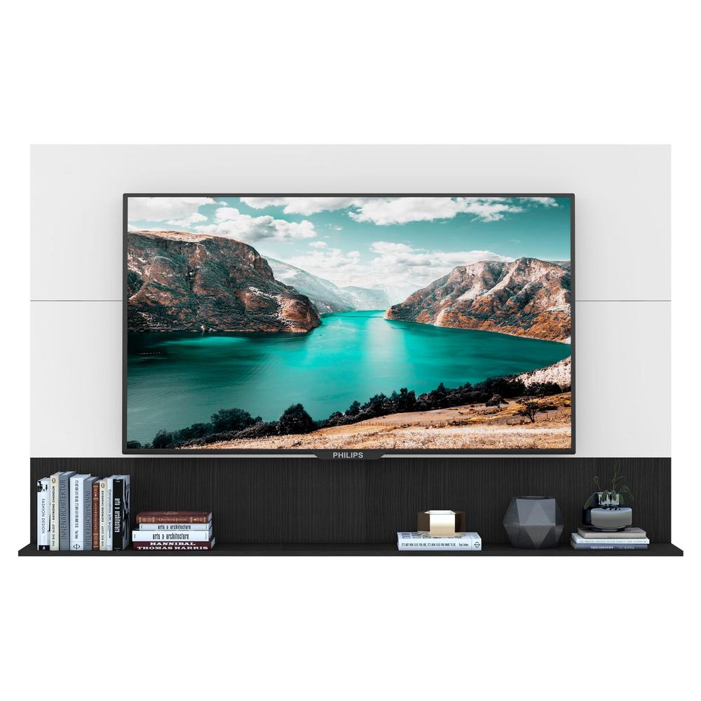 Painel TV 65" com Prateleira Amsterdã Up Multimóveis Branco/Preto