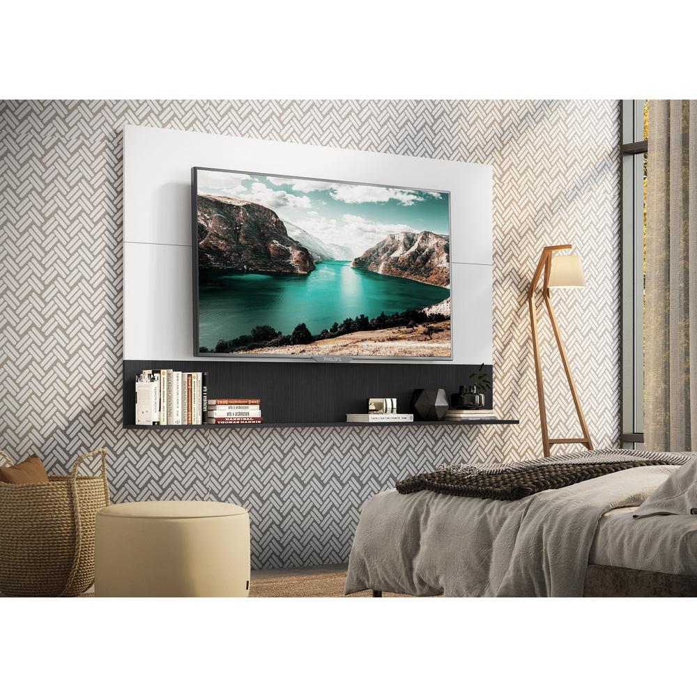 Painel TV 65" com Prateleira Amsterdã Up Multimóveis Branco/Preto