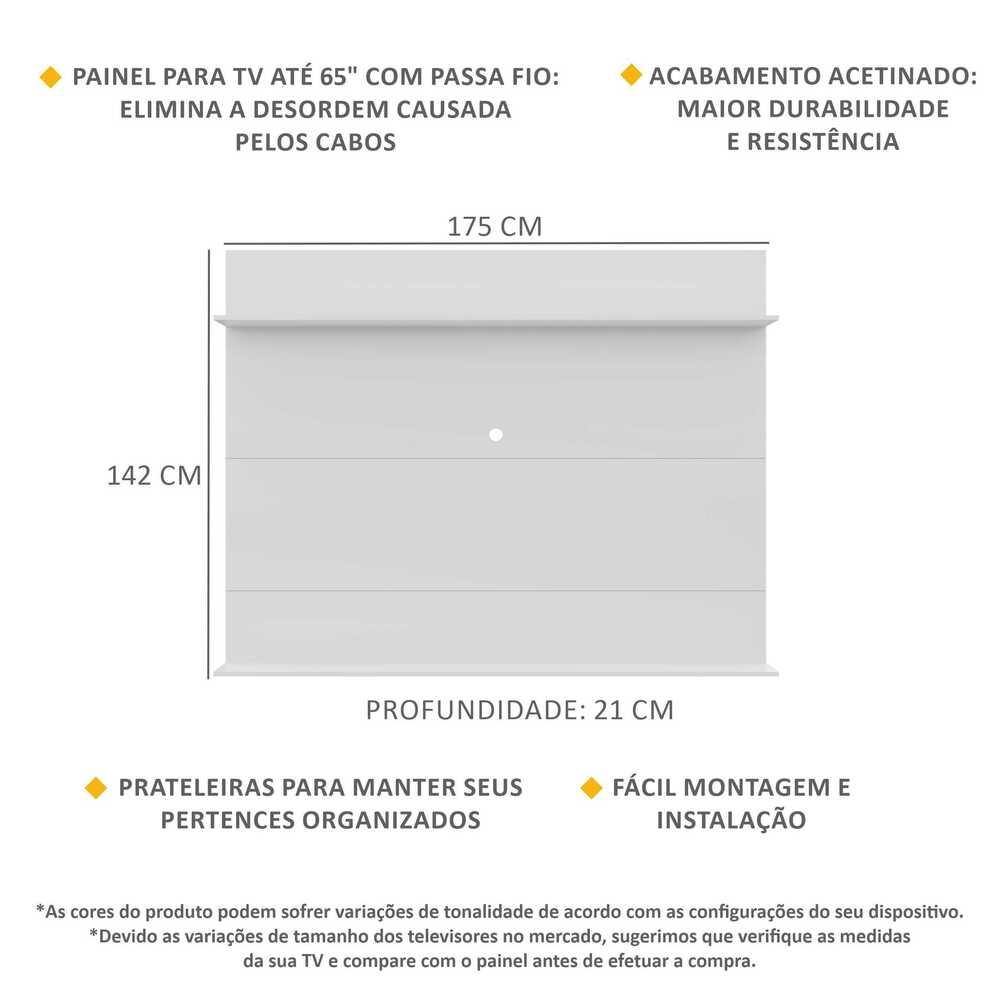Painel TV 65" com Prateleiras Amsterdã Classic Multimóveis Branco