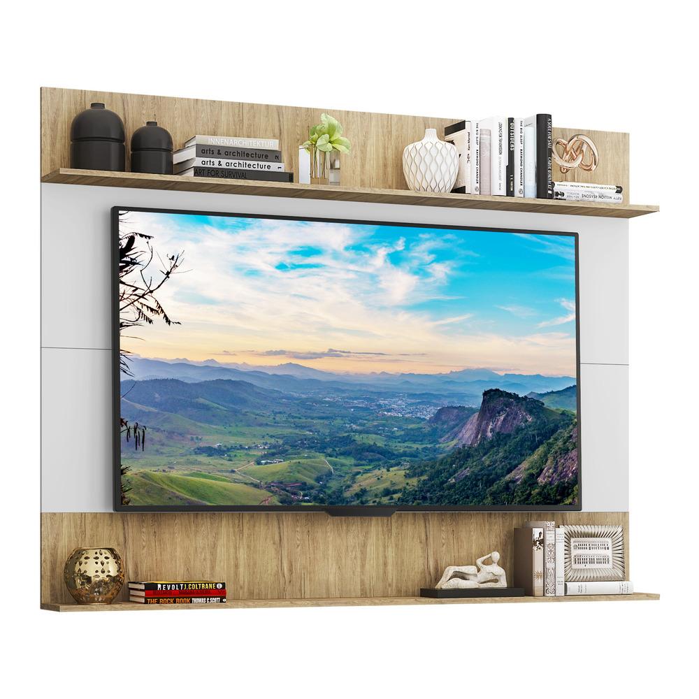 Painel TV 65" com Prateleiras Amsterdã Classic Multimóveis Branco/Rustic