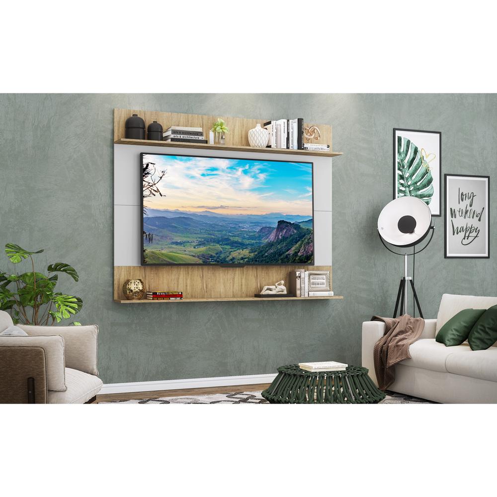 Painel TV 65" com Prateleiras Amsterdã Classic Multimóveis Branco/Rustic