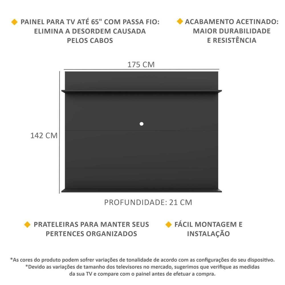 Painel TV 65" com Prateleiras Amsterdã Classic Multimóveis Preto