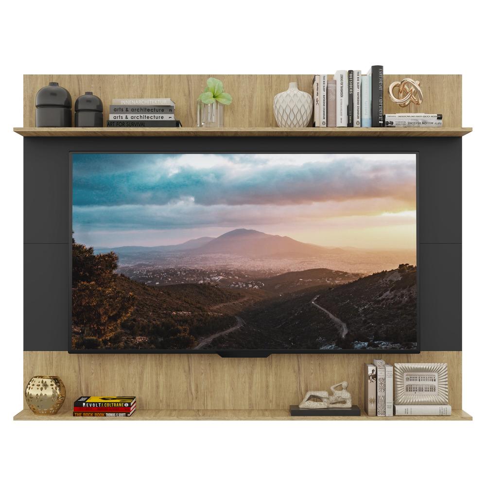 Painel TV 65" com Prateleiras Amsterdã Classic Multimóveis Preto/Rustic