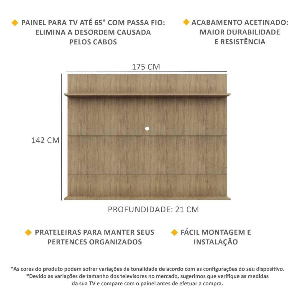 Painel TV 65" com Prateleiras Amsterdã Classic Multimóveis Rustic