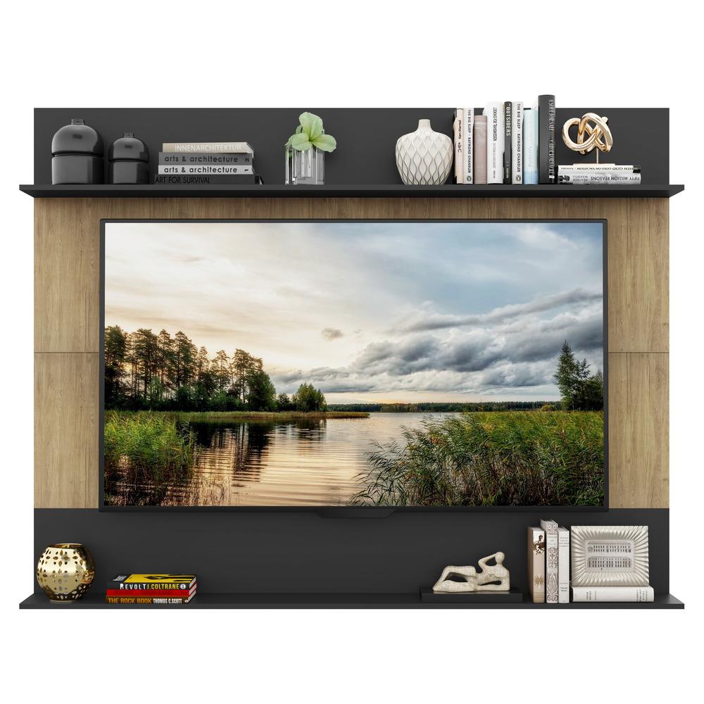 Painel TV 65" com Prateleiras Amsterdã Classic Multimóveis Rustic/Preto