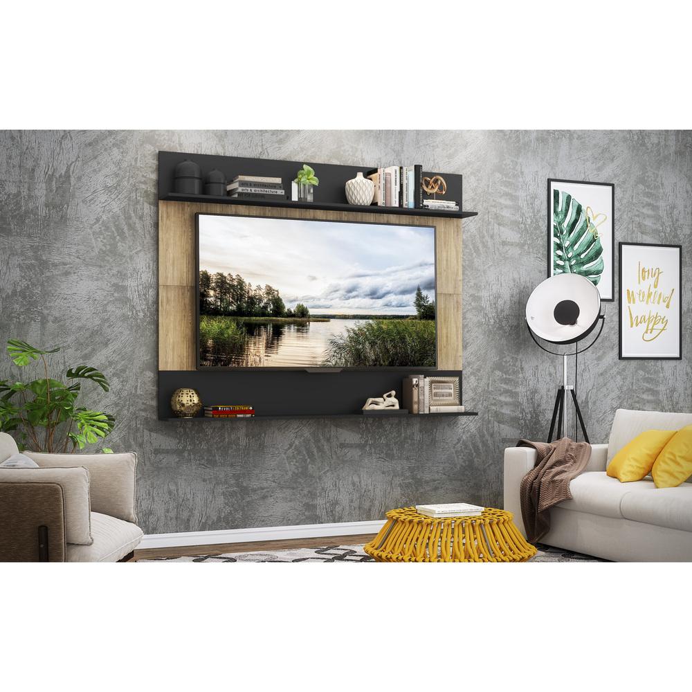 Painel TV 65" com Prateleiras Amsterdã Classic Multimóveis Rustic/Preto