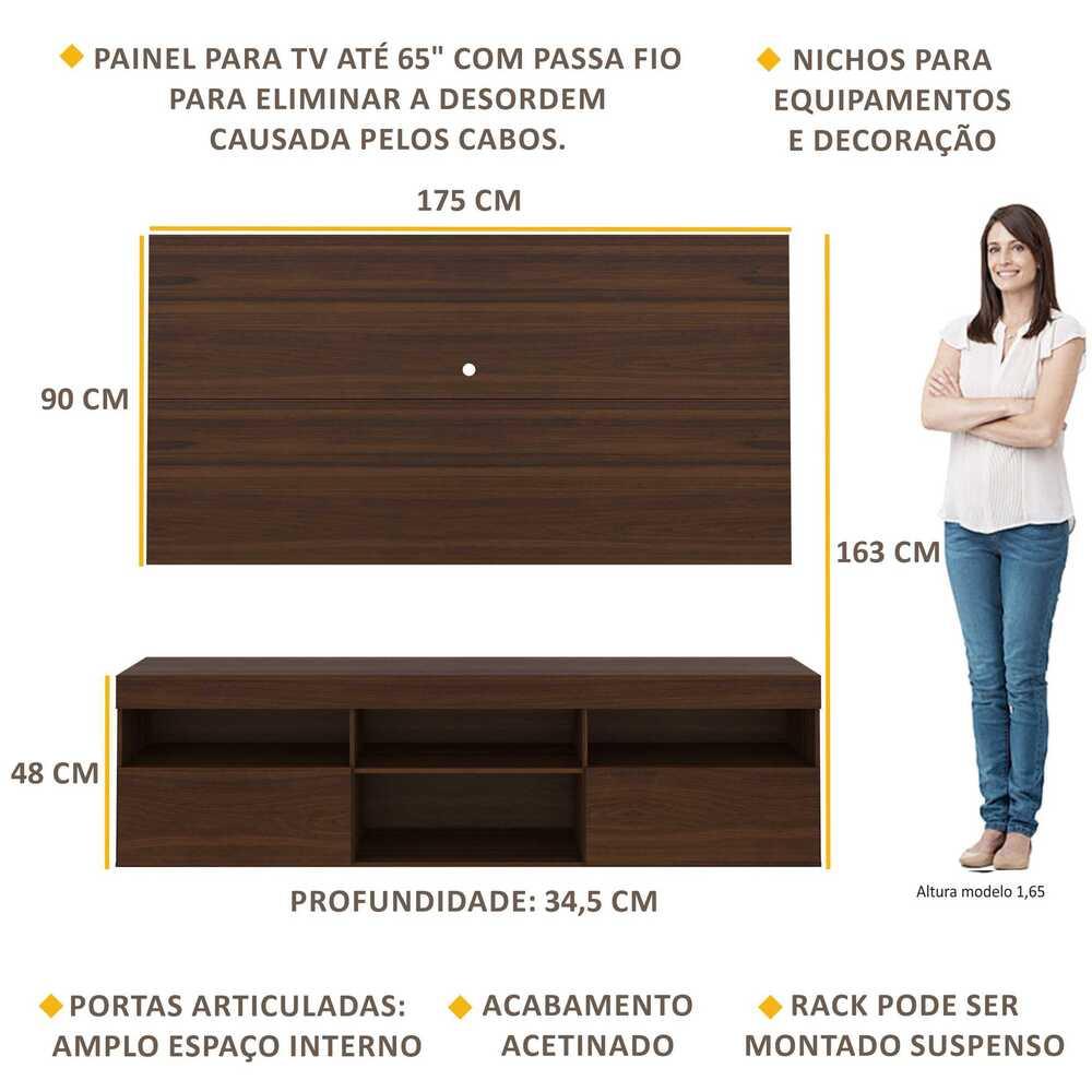 Painel TV até 65 polegadas com Rack Suspenso Flórida Multimóveis Duna