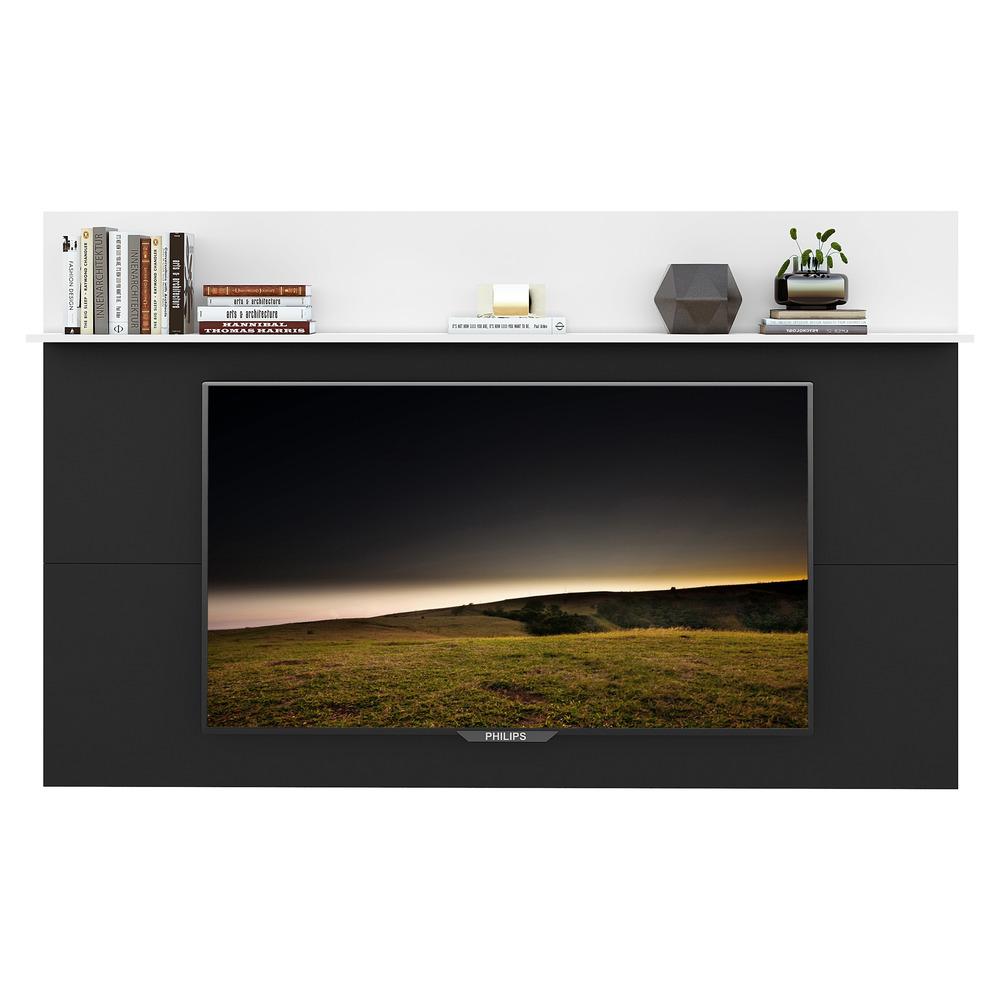 Painel c/ Suporte TV 65" e Prateleira Amsterdã Plus Multimóveis Preto/Branco