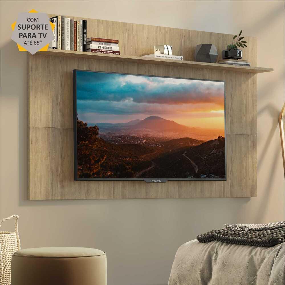 Painel c/ Suporte TV 65" e Prateleira Amsterdã Plus Multimóveis Rustic