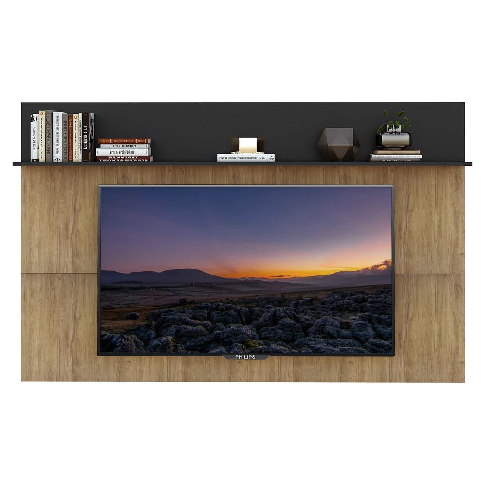 Painel c/ Suporte TV 65" e Prateleira Amsterdã Plus Multimóveis Rustic/Preto