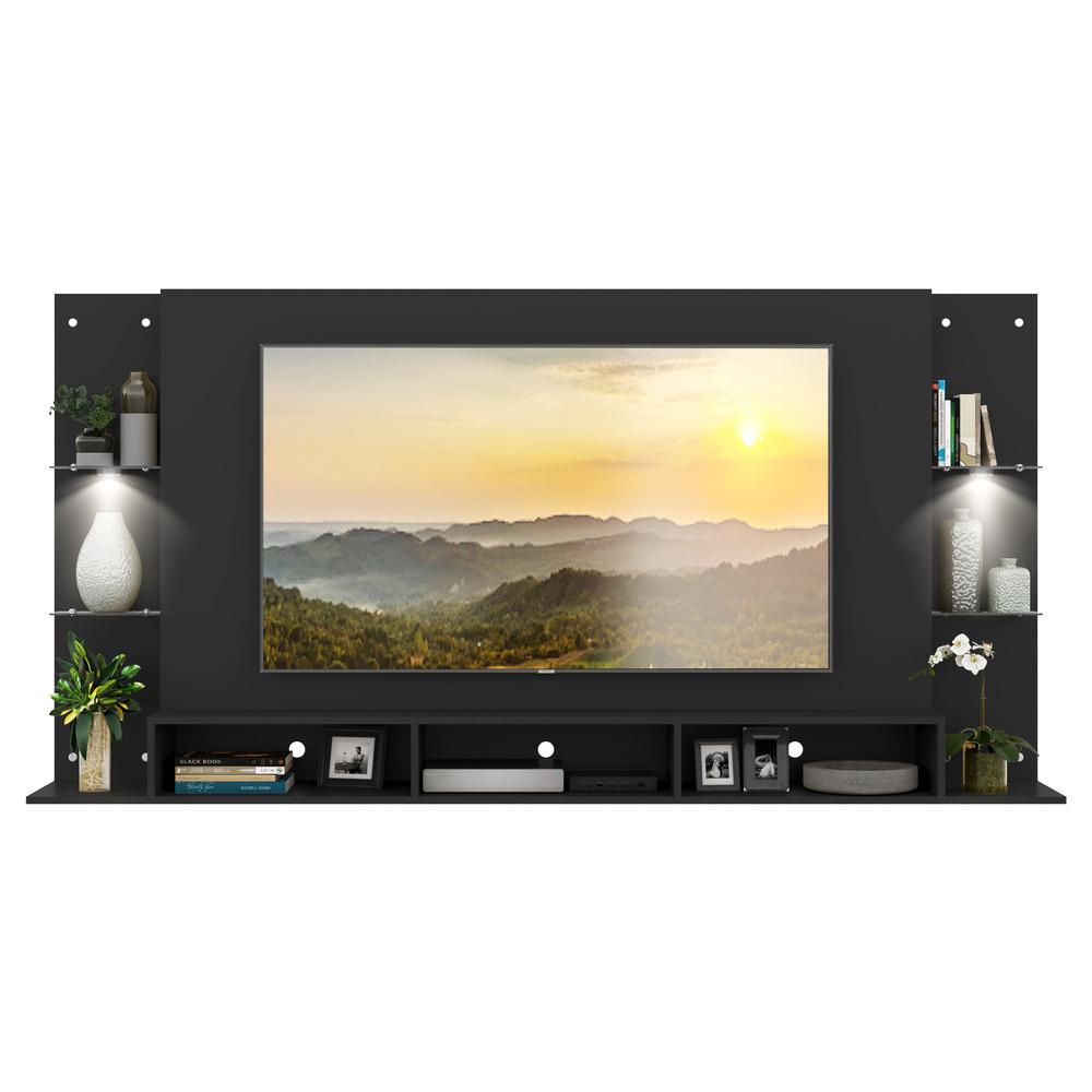 Painel com Suporte TV 65" e 2 Leds Vegas Premium Multimóveis Preto