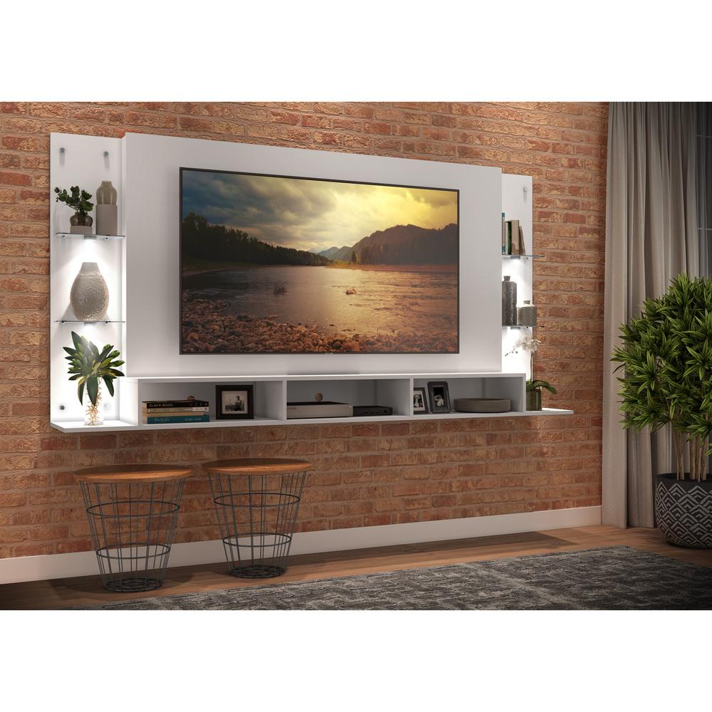 Painel com Suporte TV 65" e 4 Leds Vegas Premium Multimóveis Branco