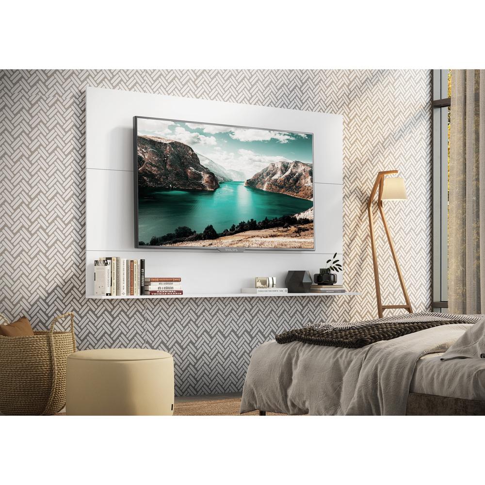 Painel com Suporte TV 65" e Prateleira Amsterdã Up Multimóveis Branco